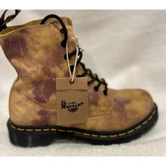 Dr Martens Womens 1460 Pascal Tie Dye Leather Lace Up Boots Size 7 NEW Camo Tan - Picture 9 of 14